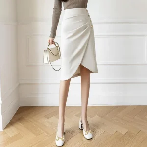 Gonna che copre i fianchi da donna Primavera Estate Autunno Nuovo abito Gonna Temperamento Spacco 1