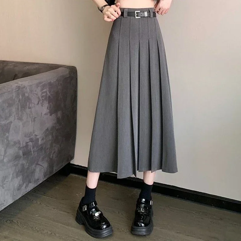 2025 Donne di estate Concise Moda JK Gonne Lady Comodo Slim Fit Abito medio-lungo Ragazze Coreano Quotidiano A-line Gonne a pieghe 5