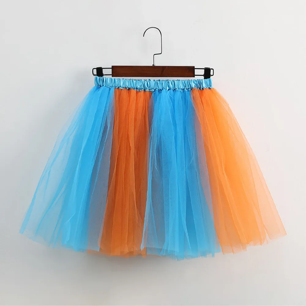 Gonna gonfia in rete per adulti Costume in tulle a blocchi di colore Abbigliamento da prestazione Abbigliamento cosplay Gonne giocose Produttore cinese 3
