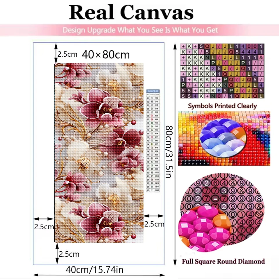 Fiori di orchidea di grandi dimensioni Pittura piena di diamanti Mosaico Diamante Arte Ricamo Vendita Kit punto croce Artigianato fai da te Decorazioni per la casa 3
