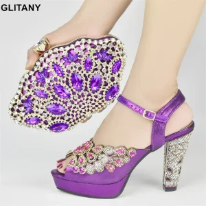 Set di scarpe e borse abbinate per scarpe da sposa per feste Set di scarpe e borse italiane da sposa per feste in scarpe di lusso da donna firmate da donna 1