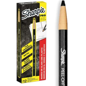 Matite per grasso per pennarelli Sharpie Peel-Off China, nere, scatola da 12 1