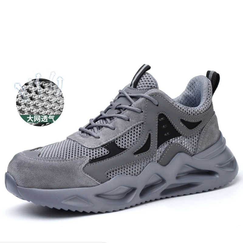 WOUDHONY Scarpe antinfortunistiche da uomo Scarpe da ginnastica da lavoro leggere e traspiranti Punta in acciaio Stivali antinfortunistici antiforatura indistruttibili anti-sfondamento 3