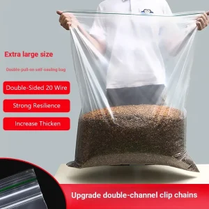 10/50PCS di Grandi Dimensioni 20 Filo Extra Spesso Doppio Chiusura Lampo PE Sacchetti di Immagazzinaggio Sacchetti di Plastica Richiudibili Resistenti formato Jumbo 1