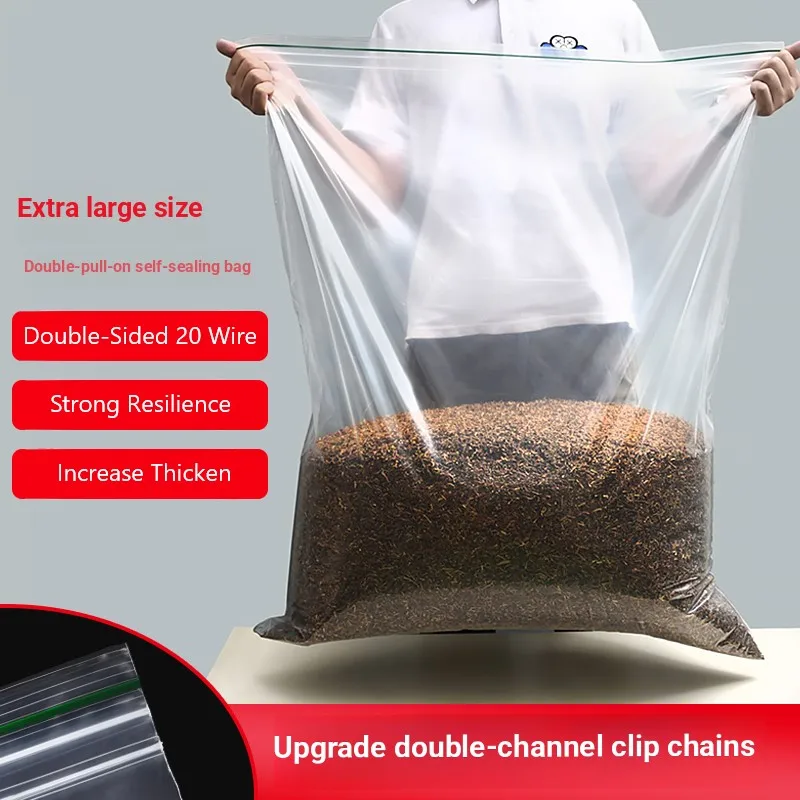 10/50PCS di Grandi Dimensioni 20 Filo Extra Spesso Doppio Chiusura Lampo PE Sacchetti di Immagazzinaggio Sacchetti di Plastica Richiudibili Resistenti formato Jumbo 1