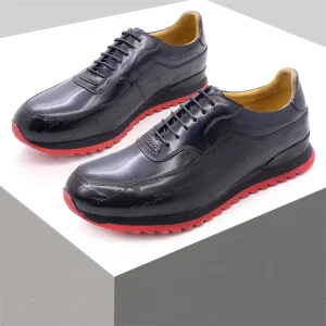 Sneakers da uomo in vera pelle stringate fatte a mano scarpe da uomo rialzanti Streamline Fashion comode scarpe Casual scarpe da festa 1