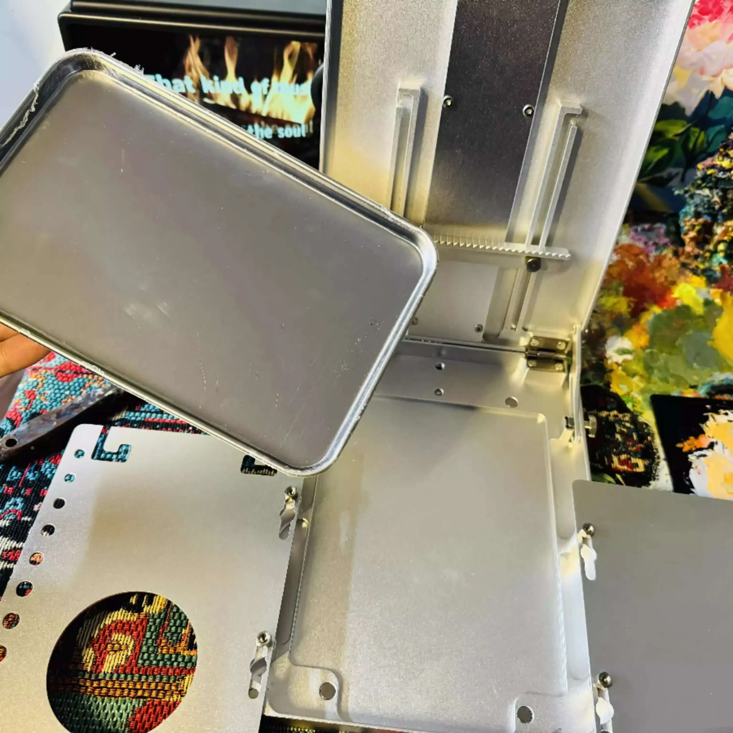 Cavalletto per scatola per pittura a olio regolabile portatile per esterni in lega di alluminio puro di fascia alta 4