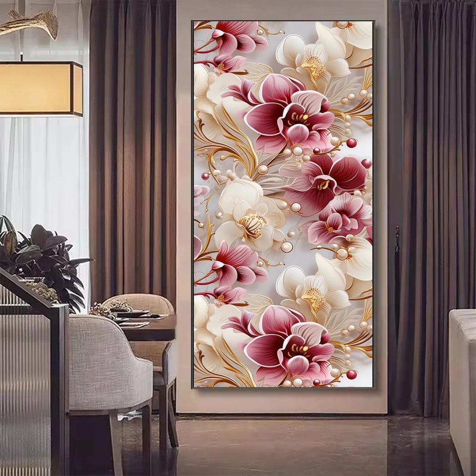 Fiori di orchidea di grandi dimensioni Pittura piena di diamanti Mosaico Diamante Arte Ricamo Vendita Kit punto croce Artigianato fai da te Decorazioni per la casa 2