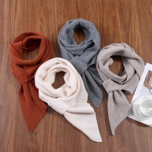 Sciarpa lavorata a maglia da donna al 100% cashmere: motivo incrociato irregolare Tinta unita Calore invernale Vento Scudo freddo e supporto per il collo corto 1