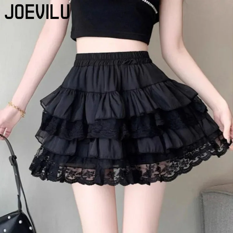 Gonna tutù in pizzo gotico Elastico sexy in pizzo Mini gonne in tulle Party Club Ballerino Indossare fondo nero High Street Y2k Abbigliamento donna 2