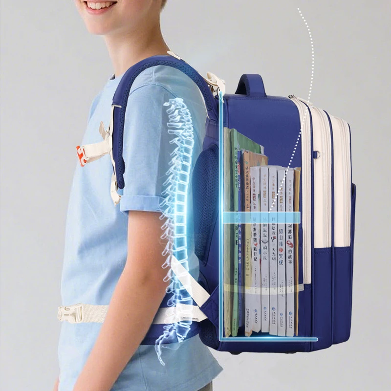 Zaino da scuola stile semplice casual in stile coreano per ragazze Zaino per bambini Borsa per studenti delle scuole medie elementari per età 6-12 anni 5