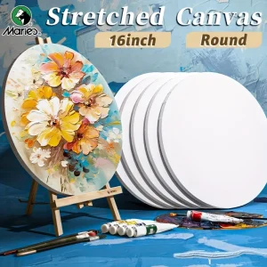 1/3/5 pezzi di tela tesa rotonda con cornice, 40 cm/16 pollici per pittura, versamento acrilico, disegno a olio, guazzo per artisti, studenti 1