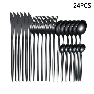 4/6/16/24pcs set di posate in stile portoghese per la casa ristorante Hotel coltello da bistecca forchetta cucchiaio cucchiaio da Dessert 1