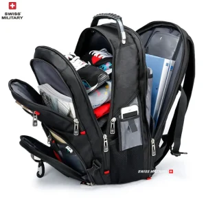 SWISS MILITARY Moda Viaggio Multifunzione Borsa da uomo di grande capacità Ricarica USB Impermeabile Zaino per laptop da 23 pollici Uomo Mochila 1