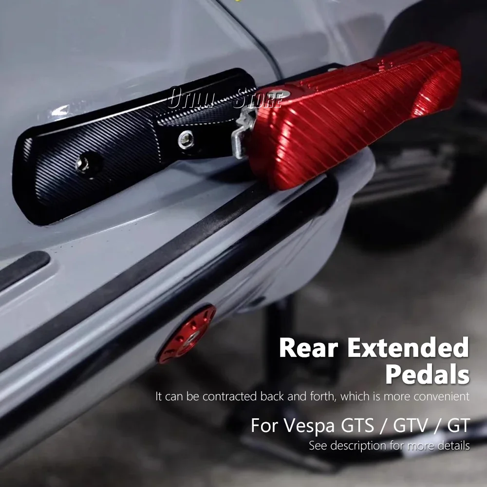Nuovi poggiapiedi posteriori per passeggero moto pedane estese pedane accessori per Vespa GT 60 GTS GTV 125 150 200 250 300 300ie 2
