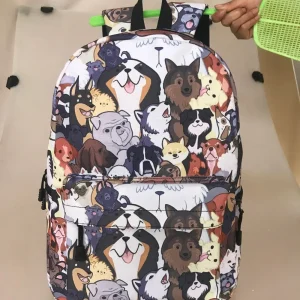 Cute Kitten Cats / Puppy Dogs Print zaino per adolescente ragazzo ragazza bambini borse da scuola bambini Bookbag donna zaino per i viaggi 1
