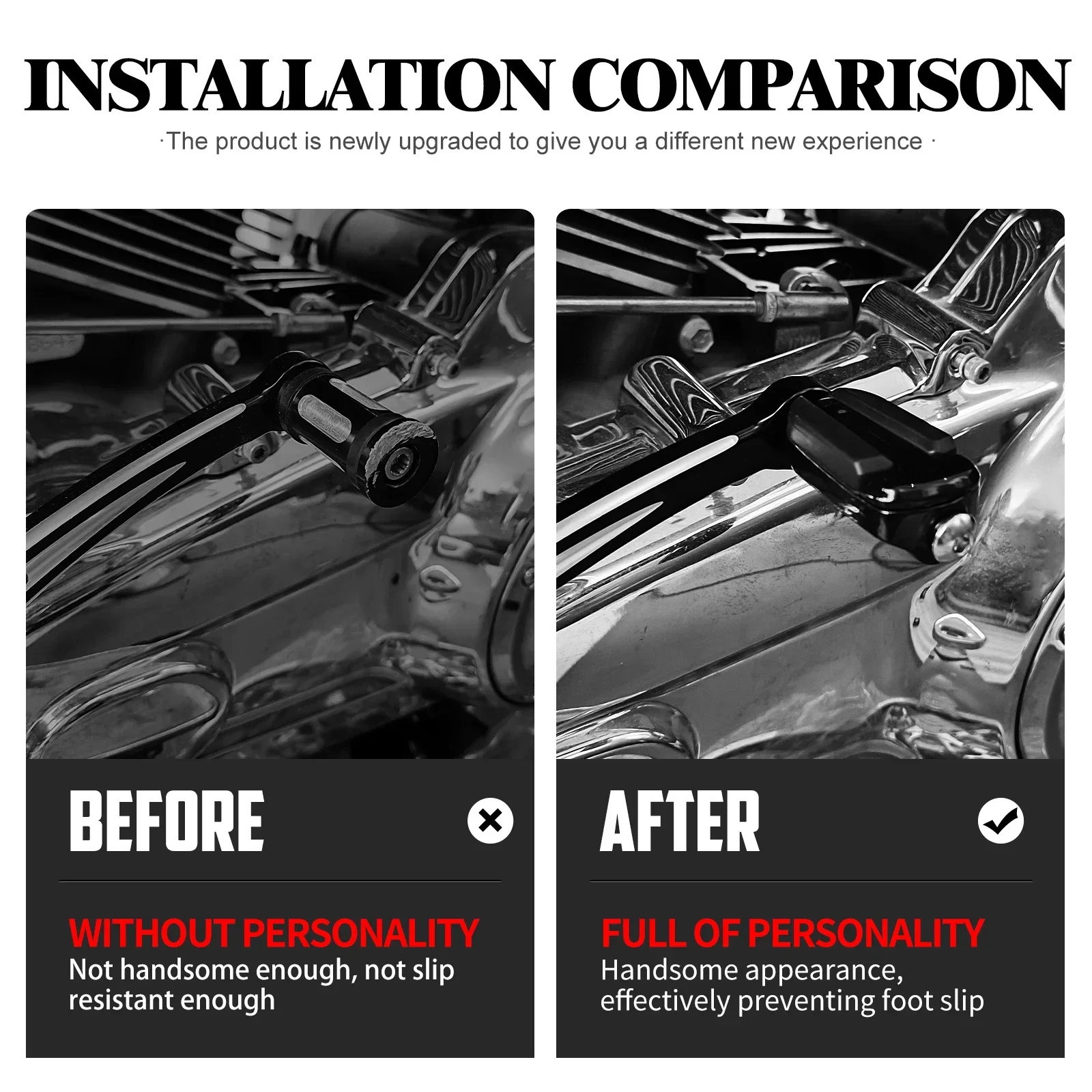 1 paio Moto Slipstream Cambio Pioli Bkack/Cromo Pedana Del Cambio Per Harley Sportster XL Touring FLH Softail Breakout Dyna 2