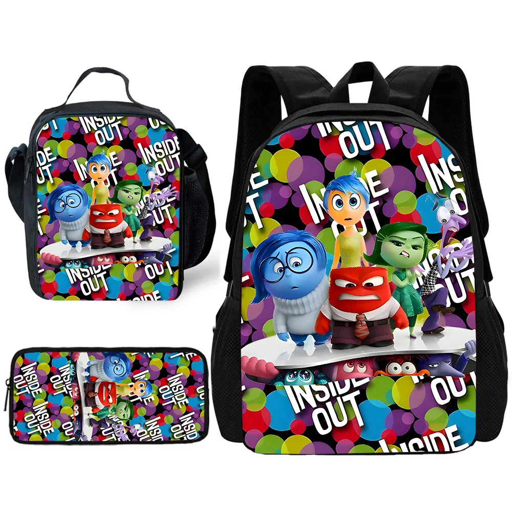 set da pezzi Divertente film Inside Out Zaino scolastico per bambini con borse per il pranzo, borse per matite, borse per la scuola per ragazzi e ragazze, miglior regalo 2