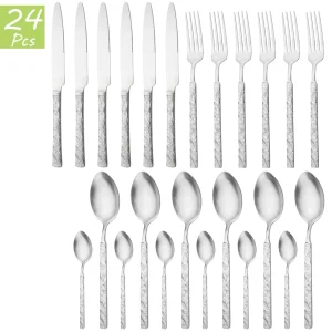 Set di stoviglie in acciaio inossidabile 304 stoviglie Vintage opache posate coltello forchetta cucchiaio da caffè Set di posate posate da cucina per feste 1