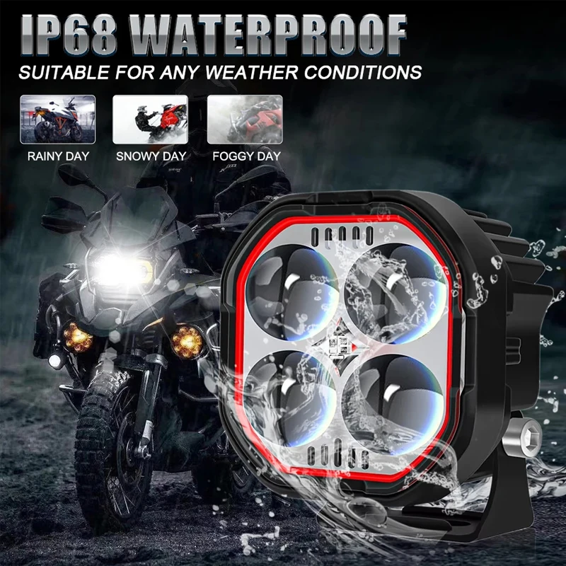 Faretti per moto led rosso da lavoro fendinebbia Fari ausiliari per moto luci aggiuntive accessori per moto 2