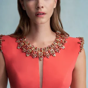 HIGH STREET Il nuovissimo abito da canotta senza maniche con perline di diamanti colorati da donna di moda del designer del 2025 1