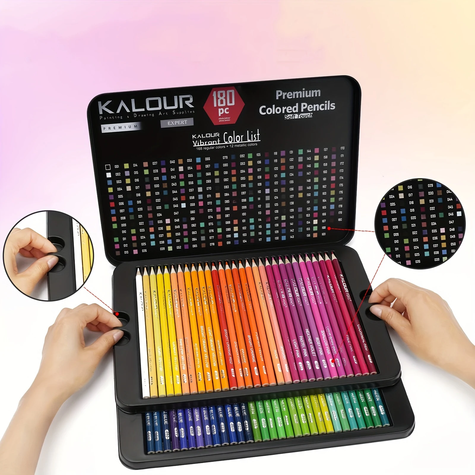 Set di matite colorate oleose da 180 colori Confezione regalo in ferro Pittura Matita da colorare Set di creazione artistica Matita da disegno Set di arte per la scuola Regalo 3