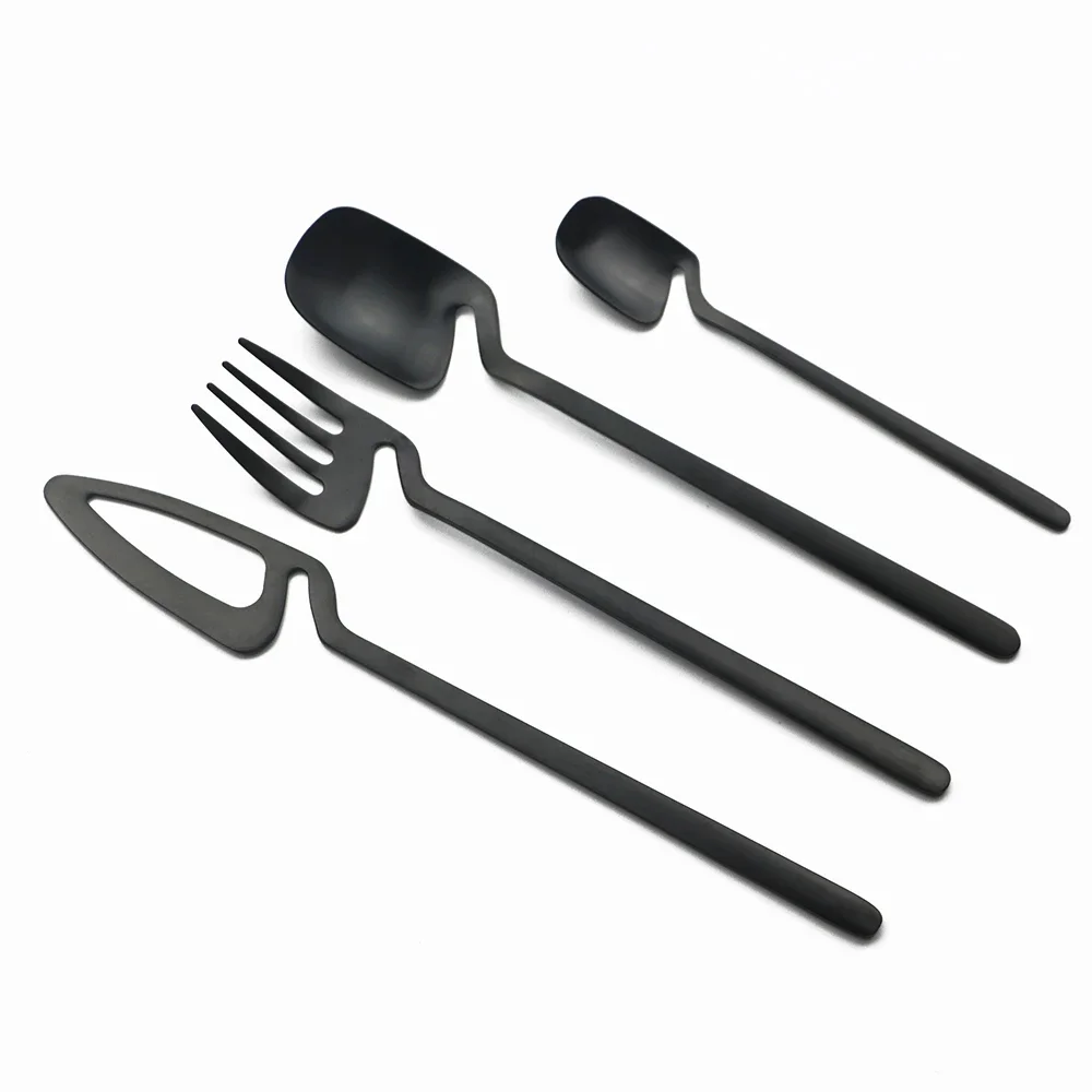 20/30/40 pezzi set di posate nero opaco coltello in acciaio inossidabile forchetta cucchiaio cena set di stoviglie stoviglie da cucina posate argenteria 6