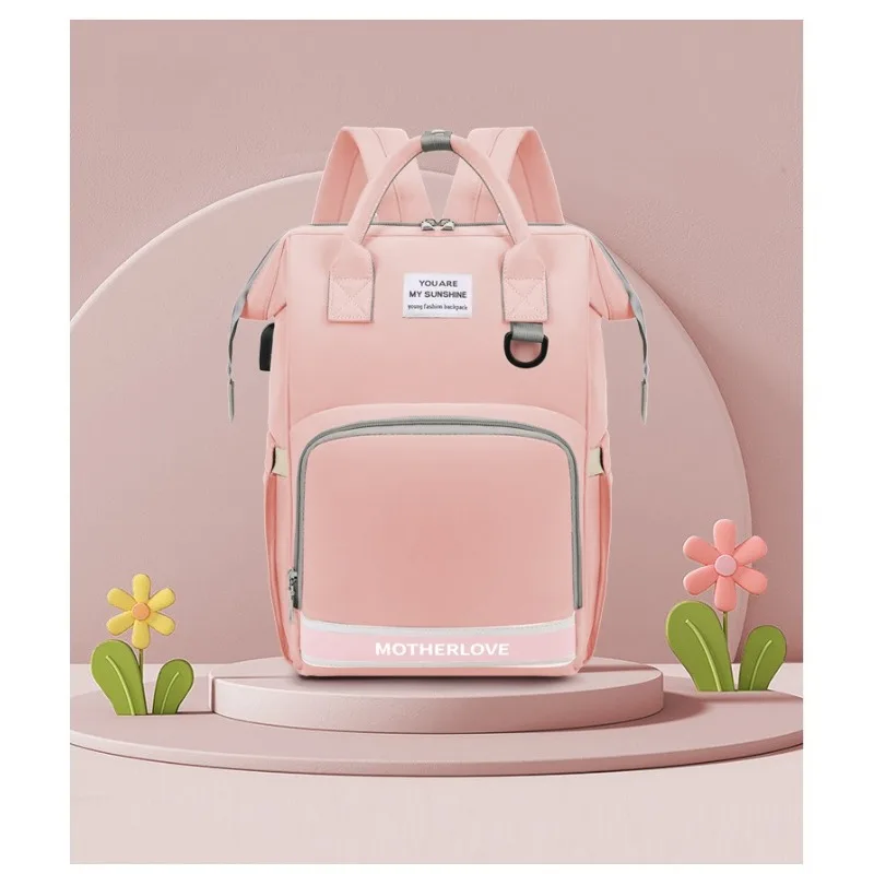 Borsa per mamma in tessuto Oxford Zaino leggero di grande capacità Borsa per pannolini premaman impermeabile per zaino da escursionismo casual da viaggio 6