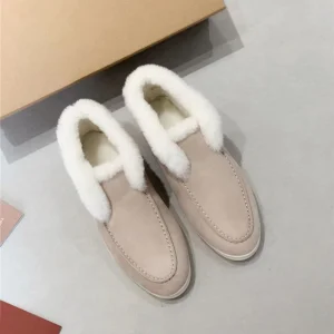 Mocassini in pelle foderati in pelliccia da donna invernali Scarpe basse calde Calzature slip-on di lusso firmate unisex per uomo e donna 1