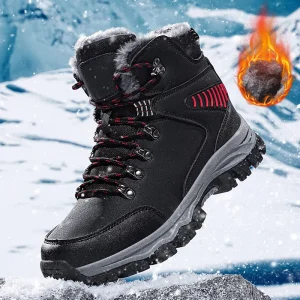 Stivali da neve invernali da uomo Sneakers alte durevoli antiscivolo antivento Scarpe casual comode e calde per attività all'aperto 1