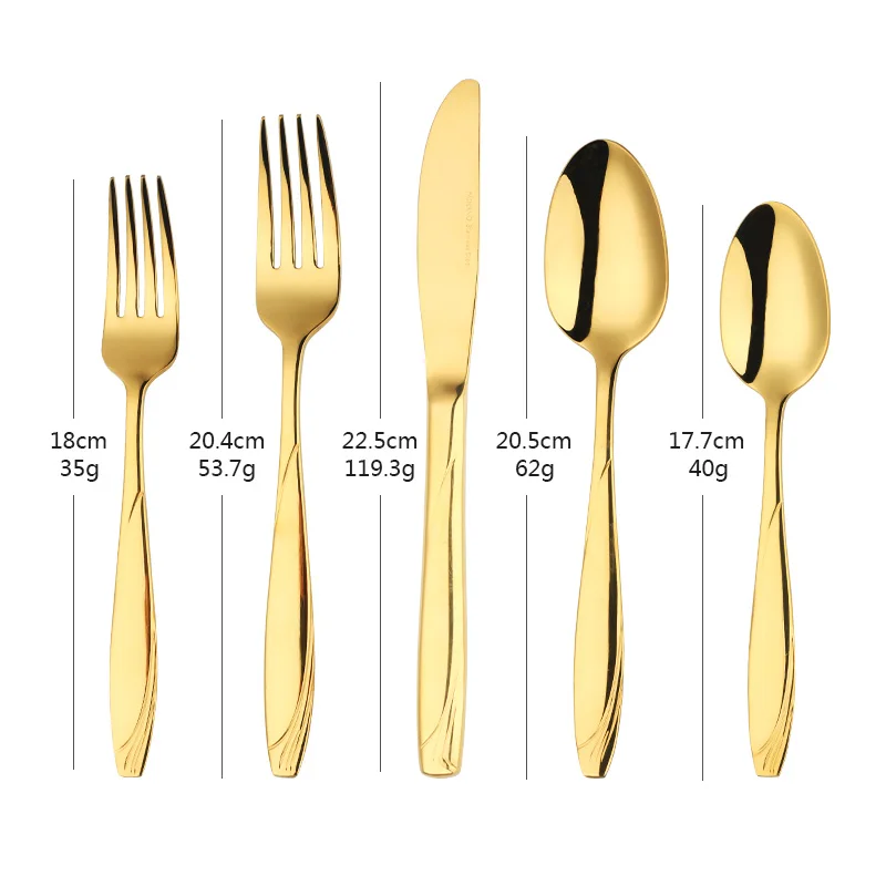 5-40PCS Buy Go Stoviglie in oro europeo Acciaio inossidabile 304 Posate occidentali Forchetta Coltello Cucchiaio Cucina Cibo Stoviglie Set da pranzo 6