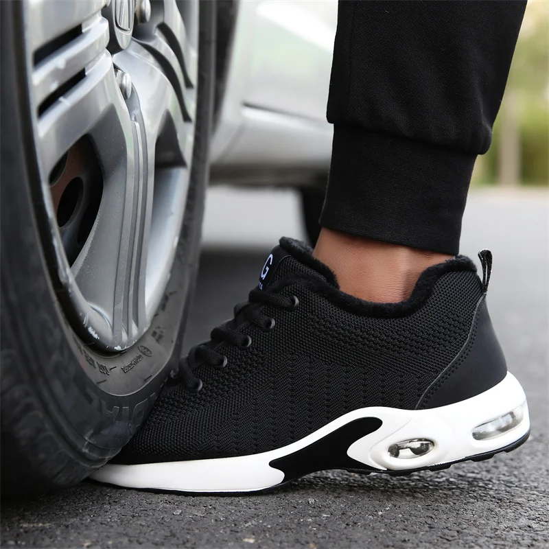 Calde scarpe da lavoro antinfortunistiche invernali in peluche per uomo Puntale in acciaio indistruttibile Stivali da lavoro antichi Scarpe da ginnastica Calzature maschili 4