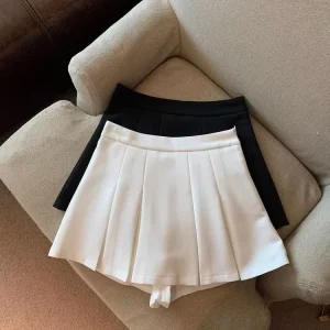 Gonna corta versatile a trapezio per donna Estate nuovo design Minigonna bianca a vita alta Casual Chic Gonna a metà corpo in fibra di poliestere 1