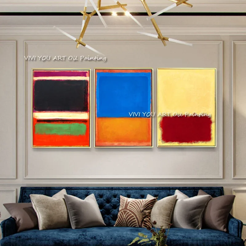 100% fatto a mano copia Mark Rothko dipinti famosi Modern Abstract Art portico Decor Canvas Oil Painting Simple Large-size murale 6