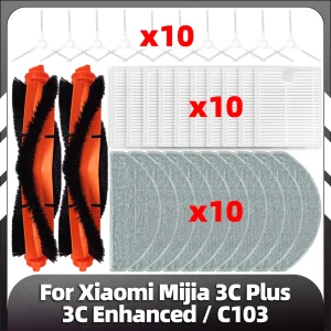 Compatibile con Xiaomi C103 Mijia 3C Plus / Parti di ricambio per aspirapolvere robot migliorate Spazzola laterale principale Filtro HEPA Accessori per mop 1