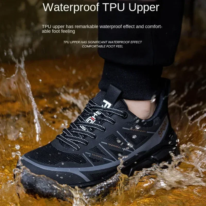 Scarpe da lavoro comode e leggere da uomo Scarpe antinfortunistiche antiscivolo impermeabili Scarpe protettive da ginnastica con punta in acciaio antiforatura 4