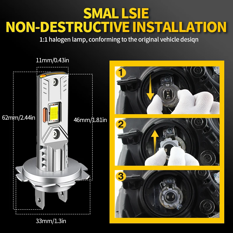 No Error Plug & Play DC12v LED Faro della luce del motociclo 60W H7 Super Bright 6000K Bianco CSP Lampadina a LED per Kawasaki Z900 2017-2019 2