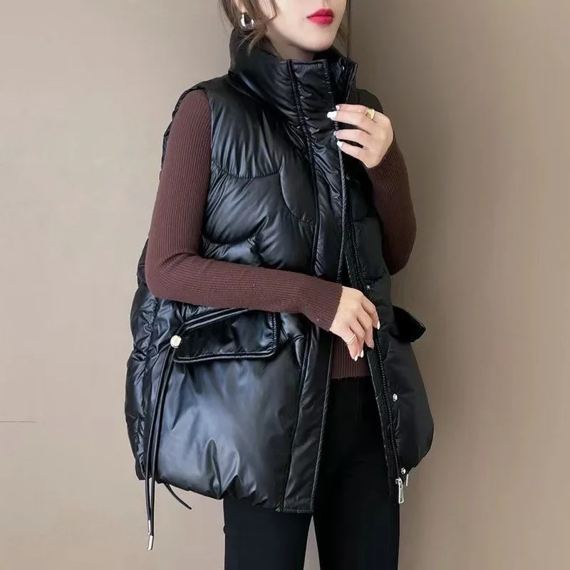 2025 Nuovo Giù Gilet di Cotone Delle Donne Autunno Inverno Parka Addensare Caldo Gilet Imbottito di Cotone Cappotto Femminile Senza Maniche Puffer Gilet 3
