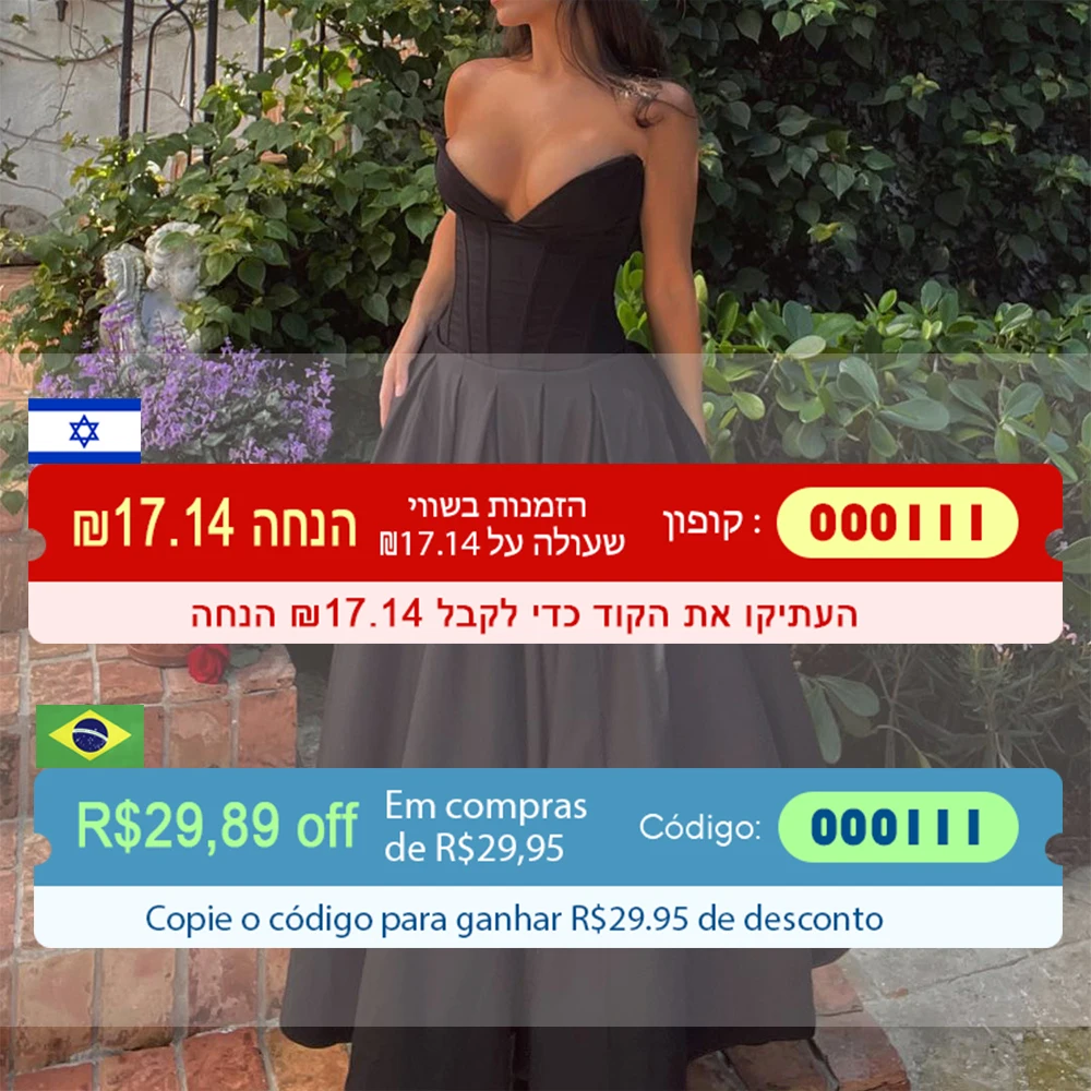 Suninheart Nero Elegante Eventi di Nozze Abito Sexy Corsetto Senza Spalline Abito Midi Abiti da Festa di Natale per Abbigliamento Donna 2023 4