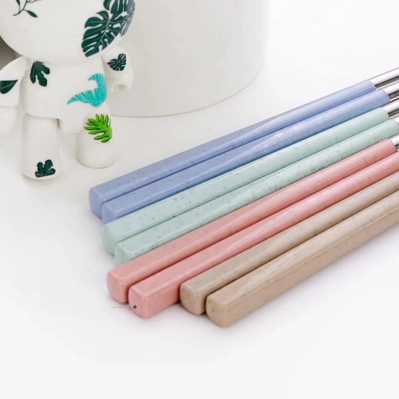 Set di posate portatili singole in acciaio inossidabile, set da tre pezzi, forchetta, cucchiaio, bacchette, scatola portaoggetti per studenti 2