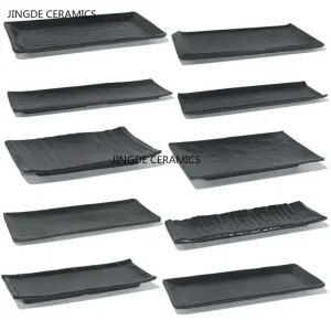 Piatto in melamina nera piatto per Barbecue in plastica posate commerciali piatti per la cena da cucina non facilmente rotti accessori per la tavola 1