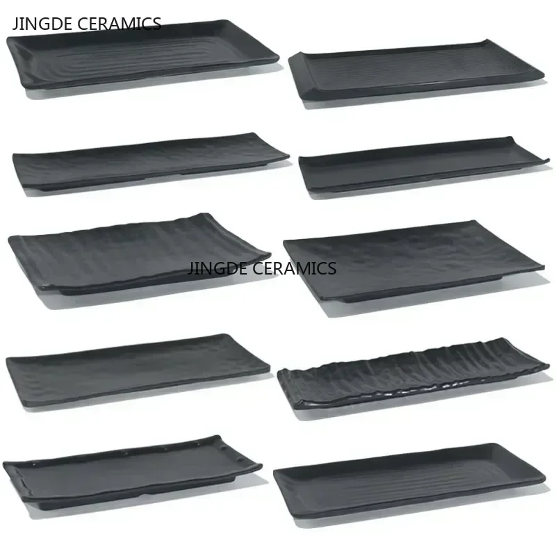 Piatto in melamina nera piatto per Barbecue in plastica posate commerciali piatti per la cena da cucina non facilmente rotti accessori per la tavola 1