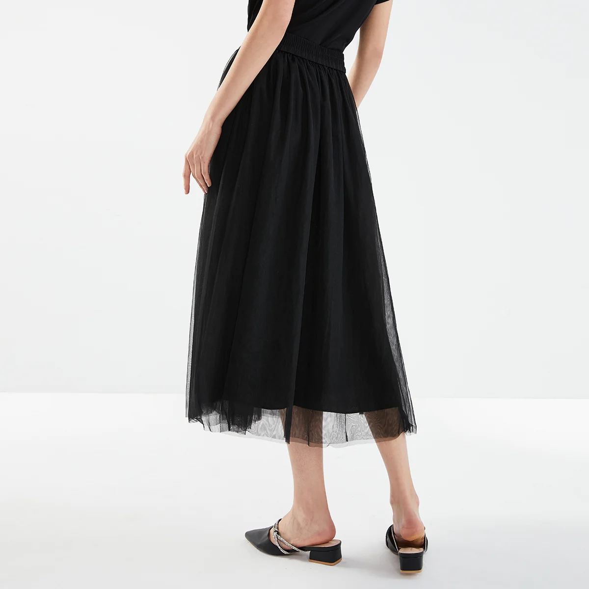 K1290W abbigliamento di alta qualità a vita alta gonne a pieghe Midi gonne lunghe da donna per gonna in Tulle da donna 3