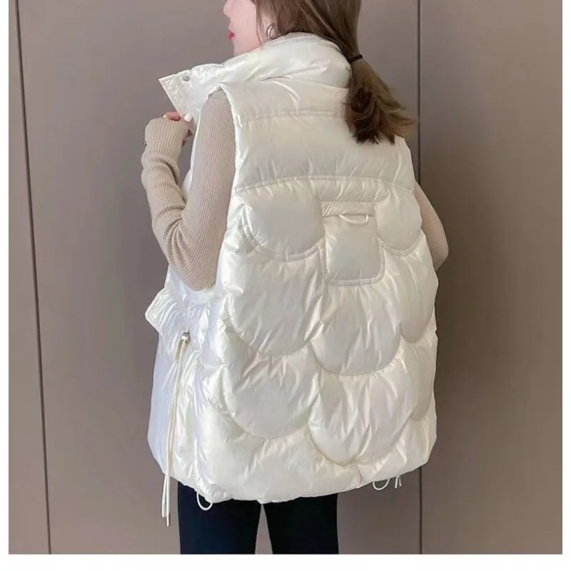 2025 Nuovo Giù Gilet di Cotone Delle Donne Autunno Inverno Parka Addensare Caldo Gilet Imbottito di Cotone Cappotto Femminile Senza Maniche Puffer Gilet 5