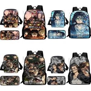 3 pezzi Set Cute Attack on Titan zaini per bambini borsa a tracolla astuccio per matite pupilla borse da scuola di grande capacità per ragazzi e ragazze miglior regalo 1