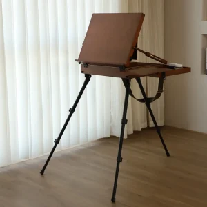 Scatola per acquerello Pochade: cavalletto portatile in legno di faggio con treppiede in lega di alluminio, ideale per artisti professionisti che dipingono all’aperto o durante i viaggi 1