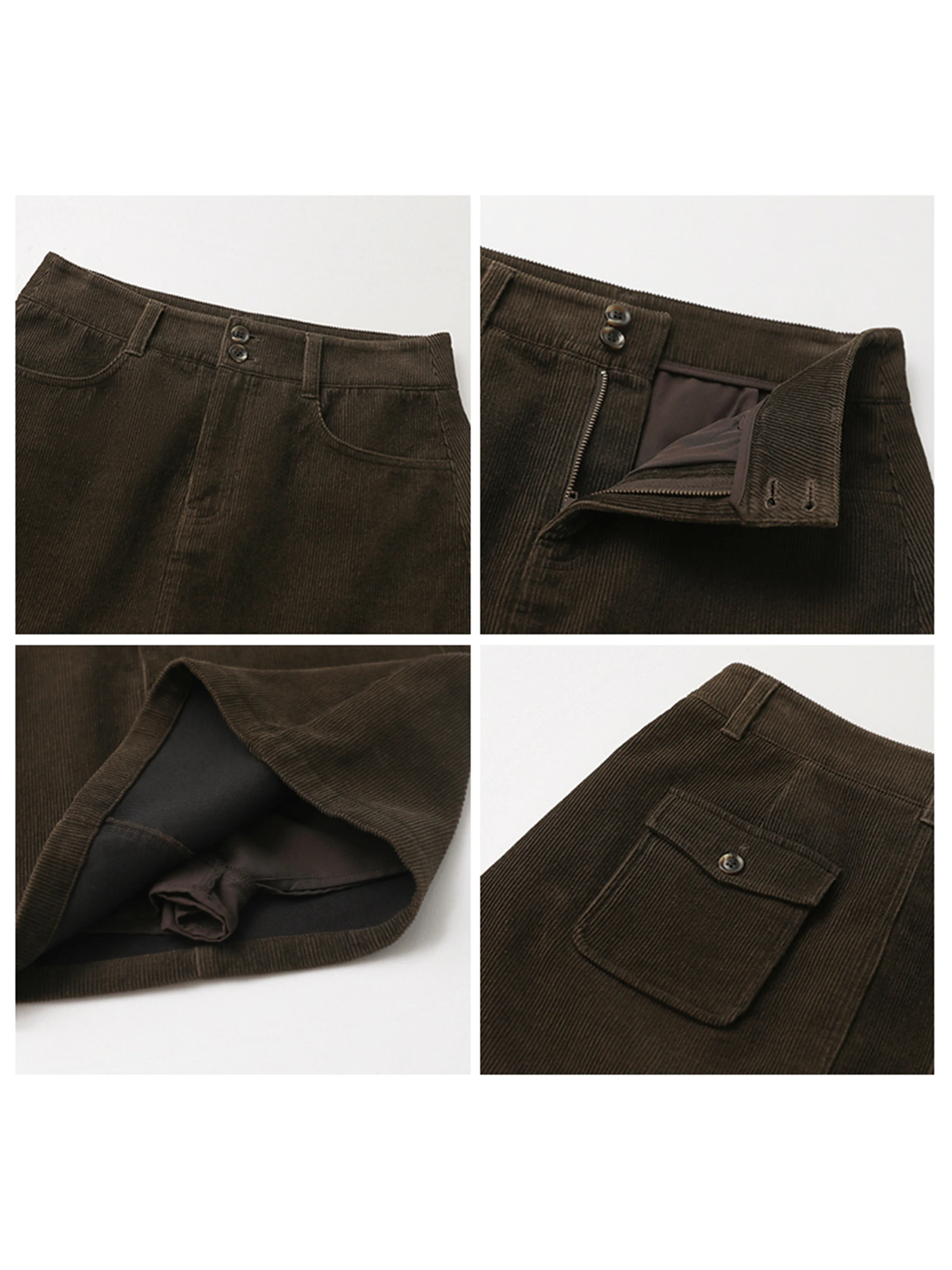 CHIC VEN Gonne da donna Casual A Line Nuova mezza gonna retrò in velluto a coste a vita alta Gonna da donna da ufficio a righe primavera autunno 2025 4