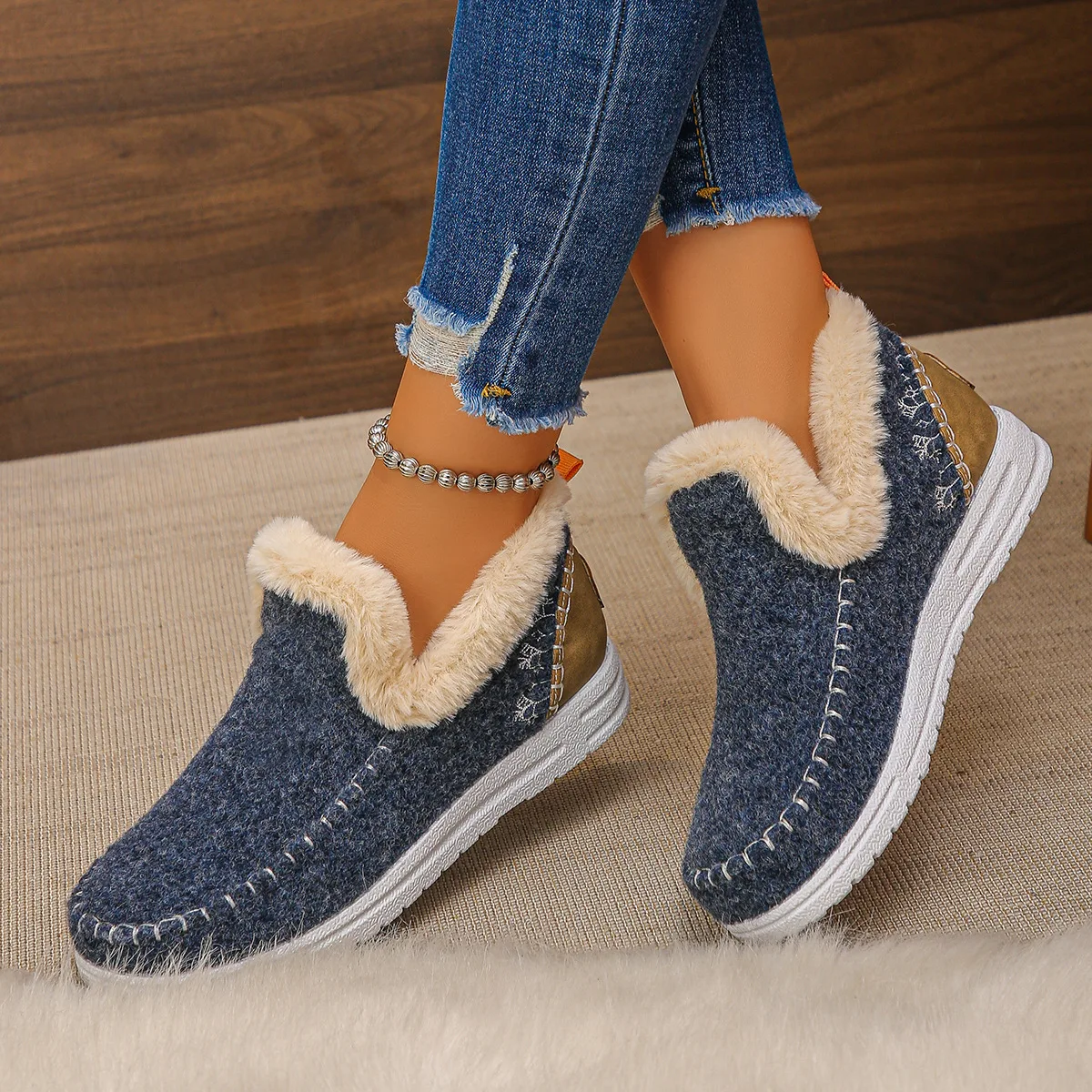 Scarpe invernali in cotone più scarpe in cotone ispessito in velluto per stivali da donna Stivali da neve caldi e resistenti al freddo Stivali corti alla moda 5