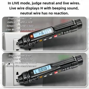 Multimetro digitale a penna, rilevamento tensione CA e CC, identificazione zero cavo live a induzione senza contatto, strumenti per elettricisti 1