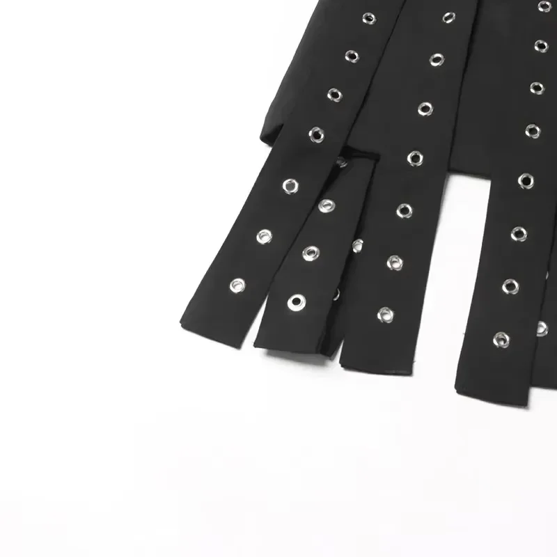 ALIDI SC High Street Gonna corta Estate Nuovo prodotto Design alla moda Senso Splicing Cintura Decorazione Gonna corta con nappa a trapezio 4